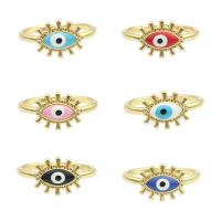 Evil Eye Biżuteria Ring Finger, Mosiądz, Platerowane w kolorze złota, biżuteria moda & dla kobiety & emalia, dostępnych więcej kolorów, bez zawartości niklu, ołowiu i kadmu, 22*21*0.3mm, sprzedane przez PC