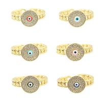 Evil Eye Biżuteria Ring Finger, Mosiądz, Platerowane w kolorze złota, biżuteria moda & dla kobiety & emalia & z kamieniem, dostępnych więcej kolorów, bez zawartości niklu, ołowiu i kadmu, 23*21*0.3mm, sprzedane przez PC