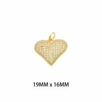 Brass Heart Pendants gold color plated DIY & for woman & with rhinestone nickel lead & cadmium free Approx 0.3mm Sold By PC