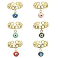 Evil Eye Biżuteria Ring Finger, Mosiądz, Platerowane w kolorze złota, biżuteria moda & dla kobiety, dostępnych więcej kolorów, bez zawartości niklu, ołowiu i kadmu, 21x21x0.2mm, sprzedane przez PC