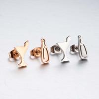 asymmetrische oorbellen, Titanium Staal, mode sieraden & voor vrouw, meer kleuren voor de keuze, 7*12mm,10*12mm, Verkocht door pair
