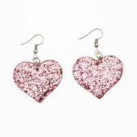 Resin Drop Earring with Zinc Alloy Heart plated Korean style & for woman Sold By Pair
