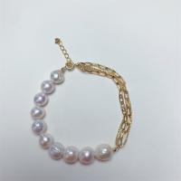Sötvatten odlade Pearl Bracelet, Freshwater Pearl, med Mässing, med 1.18inch extender kedja, mode smycken & för kvinna, vit, 9-11mm, Längd Ca 7.09 inch, Säljs av PC