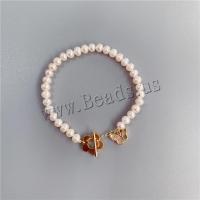Sötvatten odlade Pearl Bracelet, Freshwater Pearl, med Mässing, mode smycken & olika längd för val & för kvinna, vit, 5-6mm, Säljs av PC