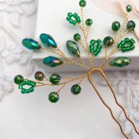 Capelli Stick, lega in zinco, with Seedbead & cristallo, gioielli di moda & per la donna, verde, assenza di nichel,piombo&cadmio, 110x100mm, Venduto da PC