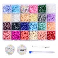 Blandade Glas Seed Beads, Glass Seed Beads, med Plastlåda, DIY & 24 celler, blandade färger, 190x130x21mm, Säljs av Box