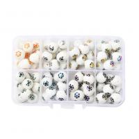 Fashion Glass Beads with Plastic Box Round Christmas Design & DIY & 8 cells x mm Approx 1.2mm Sold By Box