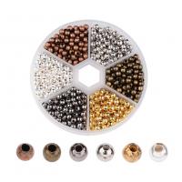 Jern smykker perler, med Plastboks, Runde, forgyldt, du kan DIY & 8 celler, blandede farver, nikkel, bly & cadmium fri, 4mm, Hole:Ca. 1.5mm, Ca. 948pc'er/Box, Solgt af Box