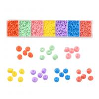 Blandet Glass Seed Beads, Glas Seed Beads, med Plastboks, Runde, du kan DIY & 7-celler, blandede farver, 155x33x18mm, Ca. 3500pc'er/Box, Solgt af Box