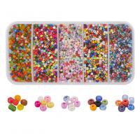 Gemengde Glass Seed Beads, Glas rocailles, met Plastic Box, Ronde, 5 cellen & DIY, meer kleuren voor de keuze, 125x60x25mm, Ca 6000pC's/box, Verkocht door box