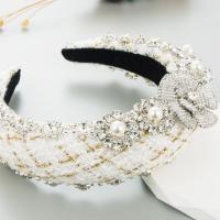 Haarbanden, Zinc Alloy, met Plastic Pearl, plated, mode sieraden & met strass, wit, nikkel, lood en cadmium vrij, 150x55mm, Verkocht door PC