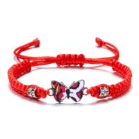 Zinc Alloy Bracelet with Polyester Cord Butterfly plated for woman & enamel & with rhinestone 18mm Length Approx 6.29-11.81 Inch Sold By PC