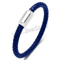 PU Leather Cord Bracelets with 316L Stainless Steel vintage & Unisex 6mm Sold By PC