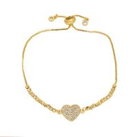 Brass Bracelet & Bangle Heart Vacuum Ion Plating fashion jewelry & micro pave cubic zirconia nickel lead & cadmium free Length 23 cm Sold By PC
