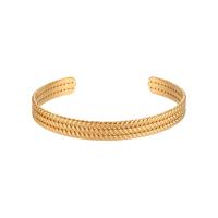 316L Stainless Steel Cuff Bangle real gold plated adjustable & for woman Sold By PC