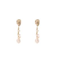 Shell Pearl Drop Earring with Brass 18K gold plated fashion jewelry & for woman 50mm Sold By Pair