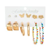 Iron Earring with Zinc Alloy & Acrylic gold color plated 6 pieces & fashion jewelry & for woman & with rhinestone nickel lead & cadmium free Sold By Set