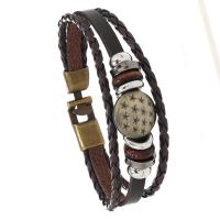 Leather Cord Bracelet PVC Leather with Copper Coated Plastic & Zinc Alloy plated vintage & for man 12mm Length 215 cm Sold By PC