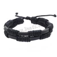 PU Leather Cord Bracelets with Wax Cord handmade vintage & adjustable & for man Length Approx 21 cm Sold By PC