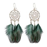Fashion Feather Earring Zinc Alloy with Feather plated fashion jewelry nickel lead & cadmium free 105mm Sold By Pair