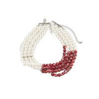 Plastic Pearl Necklace with Seedbead & Zinc Alloy & Acrylic with 2.7inch extender chain handmade fashion jewelry & for woman Length Approx 12.6 Inch Sold By PC