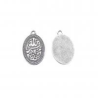 Zinc Alloy Pendant Flat Oval antique silver color plated vintage & DIY nickel lead & cadmium free Approx Sold By Bag