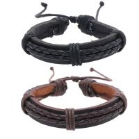 PU Leather Cord Bracelets handmade vintage & adjustable & for man Length Approx 18-23 cm Sold By PC