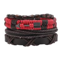 Leather Cord Bracelet PVC Leather with Wax Cord & Zinc Alloy handmade vintage & 4 pieces & Unisex & adjustable Length Approx 18-23 cm Sold By Set