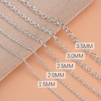 925 Sterling Silver Ogrlica lanac, možete DIY & različite veličine za izbor & ovalni lanac, srebro, Dužina Približno 10 cm, Prodano By PC