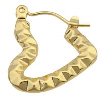 Messing oorringen, Hart, gold plated, mode sieraden & voor vrouw, gouden, 18x19x4mm, 6paren/Lot, Verkocht door Lot