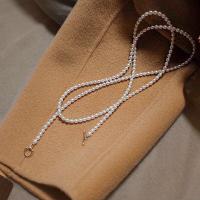 Sötvatten Pearl tröja kedja halsband, Freshwater Pearl, med Mässing, mode smycken & olika längd för val & för kvinna, vit, Säljs av PC