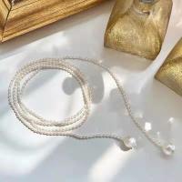 Sötvatten Pearl tröja kedja halsband, Freshwater Pearl, mode smycken & för kvinna, vit, 4mm, Längd Ca 120 cm, Säljs av PC