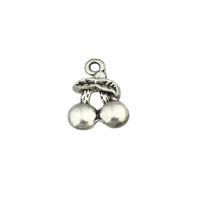 Zinc Alloy Fruit Shape Pendants Cherry antique silver color plated DIY nickel lead & cadmium free Approx 0.2mm Sold By PC