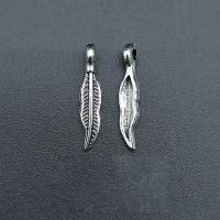 Zinc Alloy Feather Pendants antique silver color plated durable & Corrosion-Resistant & DIY nickel lead & cadmium free Approx Sold By Bag