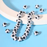Acrylic Jewelry Beads, Football, DIY, white and black, 12mm, Hole:Approx 2.5mm, 100PCs/Bag, Sold By Bag