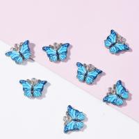 Zinc Alloy Animal Pendants Butterfly plated DIY & enamel blue nickel lead & cadmium free Approx 1.5mm Sold By Bag