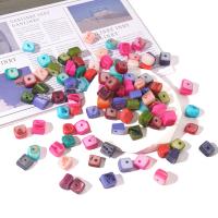 Naturlig Freshwater Shell Perler, Square, du kan DIY, blandede farver, 5-8mm, Hole:Ca. 1mm, Ca. 65pc'er/Bag, Solgt af Bag