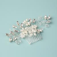 Bridal Decorative Hair Comb Zinc Alloy with Plastic Pearl handmade fashion jewelry & for woman & with rhinestone silver color nickel lead & cadmium free Sold By PC
