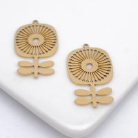 Brass Jewelry Pendants Flower polished Corrosion-Resistant & fashion jewelry & DIY & hollow original color nickel lead & cadmium free Sold By PC