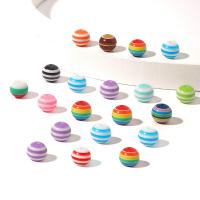 Gestreifte Harz Perlen, rund, DIY, gemischte Farben, Bohrung:ca. 1.8mm, 100PCs/Tasche, verkauft von Tasche