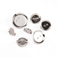 Ijzeren broche onderdelen, Ijzer, Ronde, DIY & verschillende grootte voor keus, zilver, 100pC's/Bag, Verkocht door Bag