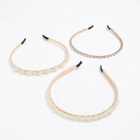 Haarbanden, Ijzer, met Plastic Pearl, mode sieraden & met strass, wit, 130x380mm, 3pC's/Bag, Verkocht door Bag