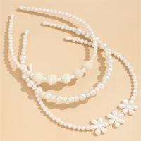 Haarreif, Eisen, mit Kunststoff Perlen, Modeschmuck, weiß, 120x360mm, 3PCs/Tasche, verkauft von Tasche