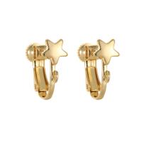 Brass Clip On Earring Finding Star gold color plated DIY nickel lead & cadmium free Sold By Pair