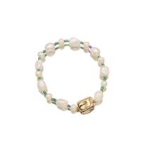 Freshwater Pearl Bracelet with Crystal & Brass 18K gold plated fashion jewelry & for woman Length Approx 6.7 Inch Sold By PC