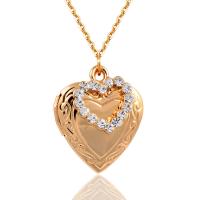 Fashion Locket Necklace Titanium Steel with 5cm extender chain Heart Vacuum Ion Plating fashion jewelry & for woman & with rhinestone 23mm Length Approx 40 cm Sold By PC