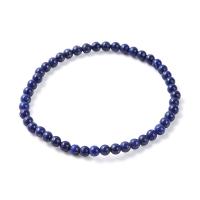 Naturalnego Lapis Lazuli bransoletki, Koło, obyty, biżuteria moda & dla kobiety, niebieski, bez zawartości niklu, ołowiu i kadmu, 4mm, długość około 19 cm, sprzedane przez PC