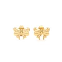Stainless Steel Stud Earrings 304 Stainless Steel Bowknot 18K gold plated fashion jewelry & for woman golden Sold By PC