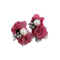 Oorbel sieraden, Doek, met Hars & Plastic Pearl, handgemaakt, mode sieraden & voor vrouw, meer kleuren voor de keuze, 62x35mm, Verkocht door pair