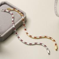 Cubic Zirconia Micro Pave Brass Bracelet plated fashion jewelry & micro pave cubic zirconia nickel lead & cadmium free Length 17 cm Sold By PC